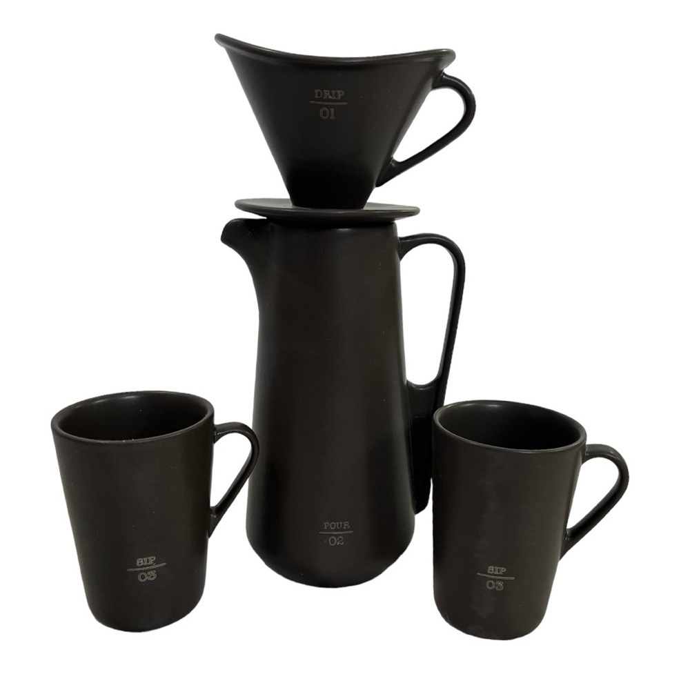 NEW- Magenta x Rae Dunn ICON DRIP. POUR. SIP. COFFEE SYSTEM ESPRESSO, SET OF 4 - Picture 4 of 7